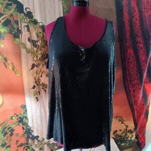 VGUC: Lane Bryant Size 26/28 Black Sequin Tank Top